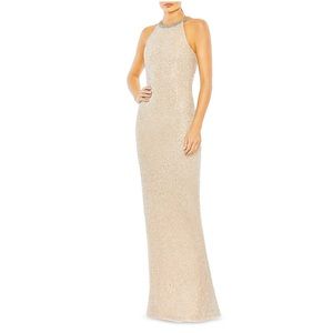 Mac Duggal Beaded Sheath Gown